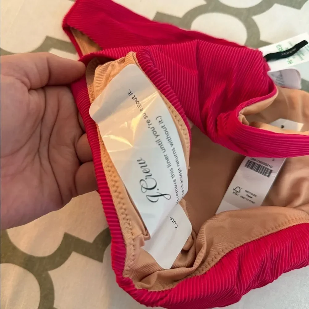 J.Crew Ribbed high-rise cheeky bikini bottom NWT Size S